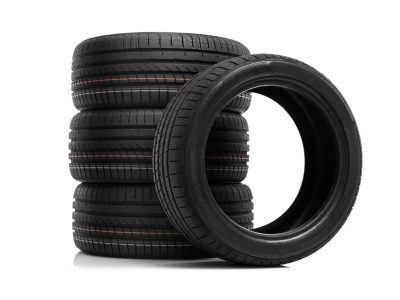 Car tires isolated on white background. Summer car tires.